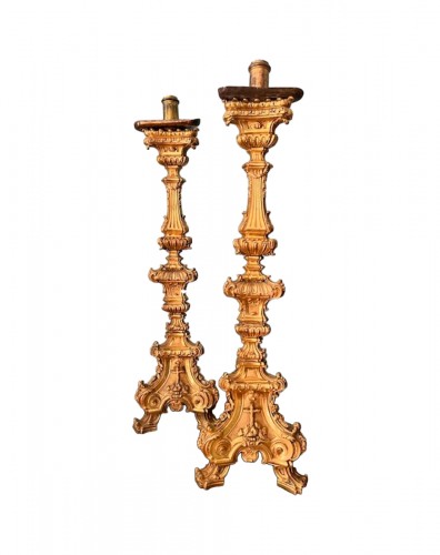 Pair of golden bronze candlesticks