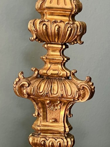 Lighting  - Pair of golden bronze candlesticks