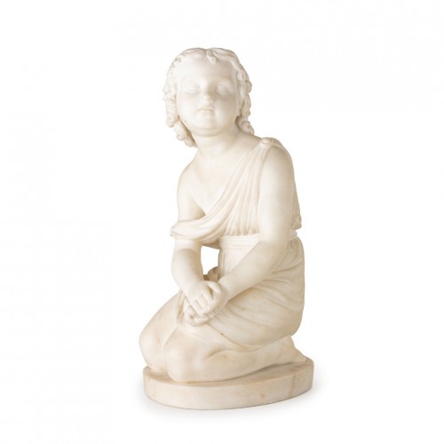 Enfant agenouillé, marbre de carrare Signé J. Gott F.t 
