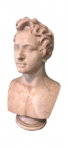 Carrara marble bust of gentlemen, anni Bogliani Turin 1837