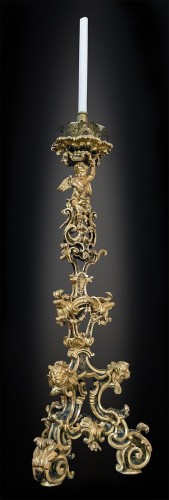 Objet de décoration  - Monumentale Porte-torchère en bois sculpté