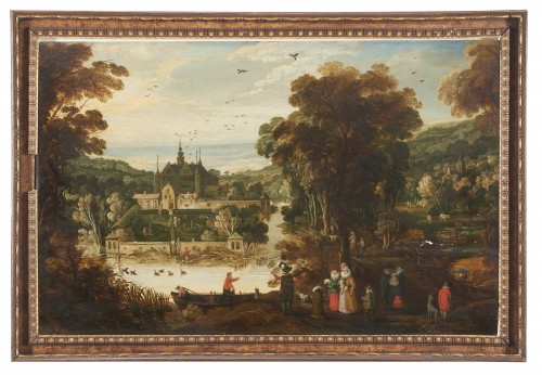From Philippe de Momper II, 18th century school "Landscape with noble figur