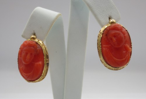 Antiquités - Paire de boucles d'oreille, XIXe siècle