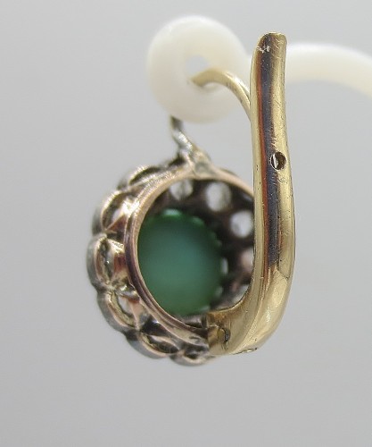 Boucles d'oreilles Napoléon III en diamants et turquoises - Anne Besnard