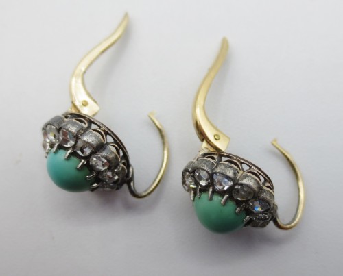 Napoléon III - Napoleon III diamond and turquoise earrings