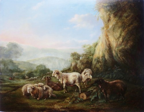 Paysage aux moutons - Attribué à Balthasar Paul Ommeganck - Tableaux et dessins Style 