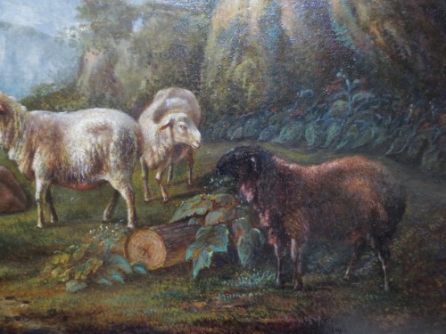 Antiquités - Paysage aux moutons - Attribué à Balthasar Paul Ommeganck