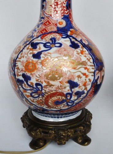 Antiquités - Paire de lampes Imari, XIXe siècle