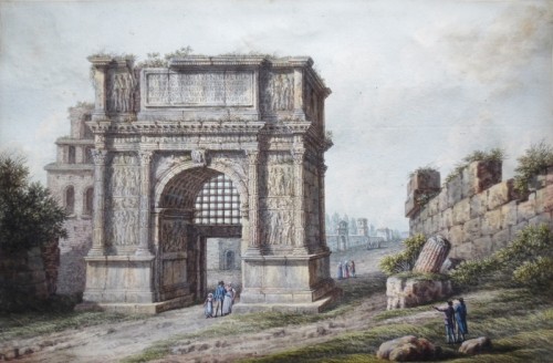 Paire de gouaches, fin XVIIIe siècle ou début XIXe siècle - Tableaux et dessins Style 