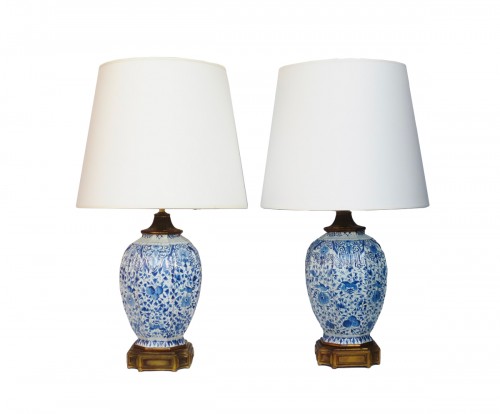 Pair of Delft Delft earthenware vases mounted as lamps