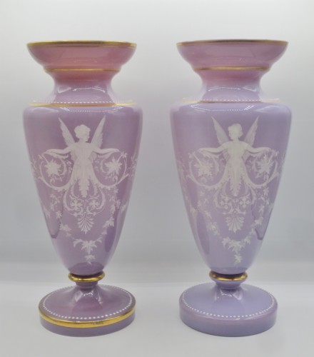 Paire de vases en opaline, XIXe siècle - Verrerie, Cristallerie Style 