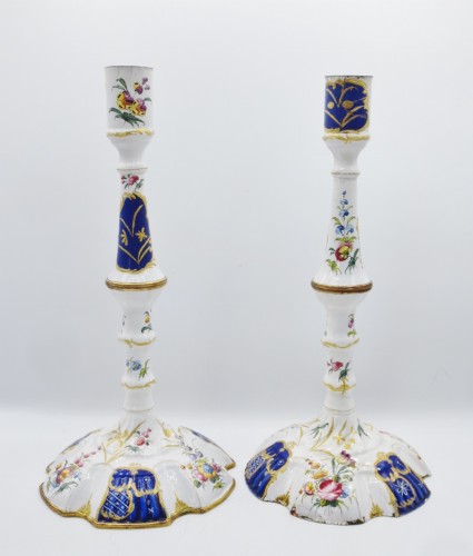 Pair of enamelled copper torches, England 18th century - Lighting Style 