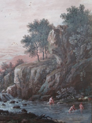 - Bucolic landscape, 18th century gouache by Jean Baptiste Lallemand