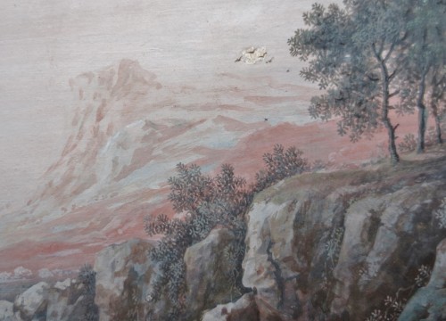 Antiquités - Bucolic landscape, 18th century gouache by Jean Baptiste Lallemand