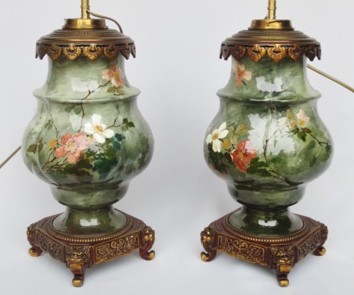 XIXe siècle - Paire de lampes en céramique impressionniste vers 1876 – 1881