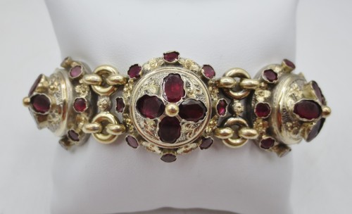 Bracelet en argent serti de grenats, XIXe siècle - Bijouterie, Joaillerie Style 