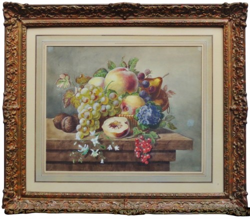 Nature morte aux fruits, gouache XIXe siècle