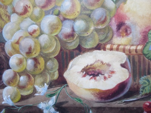 Nature morte aux fruits, gouache XIXe siècle - 