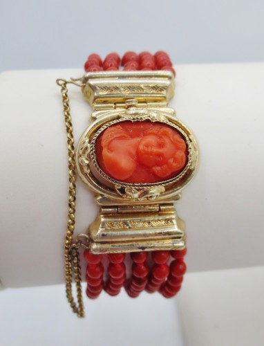 Bracelet en corail et vermeil, XIXe siècle - Bijouterie, Joaillerie Style 