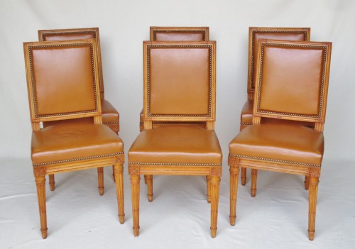 Sièges Chaise - Six chaises Louis XVI estampillées Tilliard