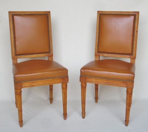 XVIIIe siècle - Six chaises Louis XVI estampillées Tilliard