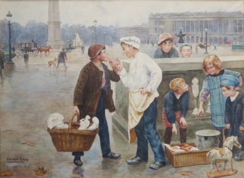 Paul Chocarne Moreau (1855-1930) - Les petits vendeurs de rue