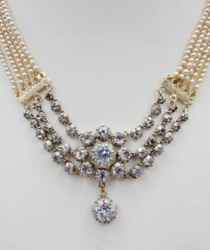 Collier de perles en or et argent, XIXe siècle - Bijouterie, Joaillerie Style 
