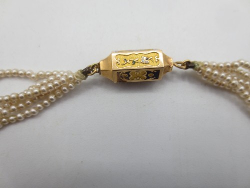 Antiquités - Collier de perles en or et argent, XIXe siècle