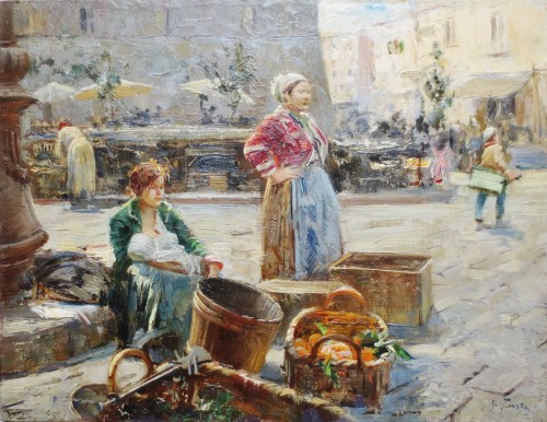 Henri Pontoy (1888-1968) scène de marché Afrique du Nord