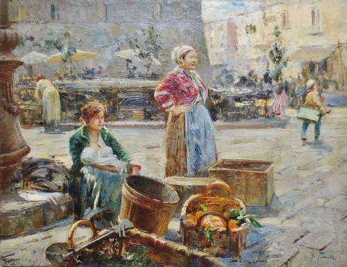 XXe siècle - Henri Pontoy (1888-1968) scène de marché Afrique du Nord