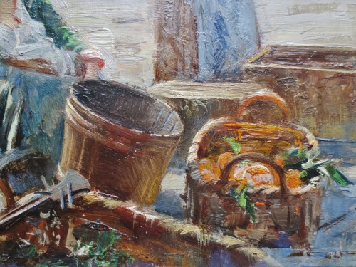 Antiquités - Henri Pontoy (1888-1968) scène de marché Afrique du Nord