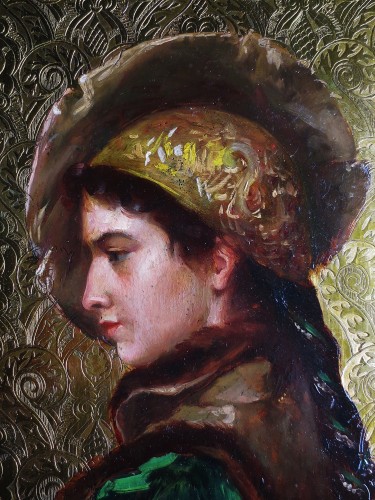 XIXe siècle - Portrait de jeune femme, école russe du XIXe siècle