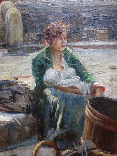 Henri Pontoy (1888-1968), scène de marché en Afrique du Nord - Tableaux et dessins Style 
