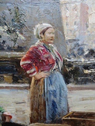 Tableaux et dessins Tableaux du XXe siècle - Henri Pontoy (1888-1968), scène de marché en Afrique du Nord