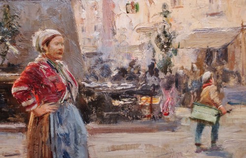 Antiquités - Henri Pontoy (1888-1968), scène de marché en Afrique du Nord