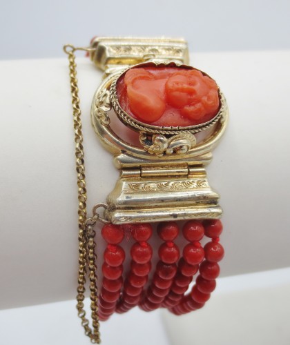 Bracelet en corail et vermeil, XIXe siècle - Bijouterie, Joaillerie Style 