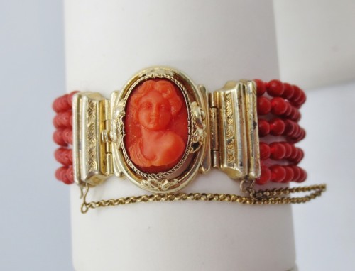 Bijouterie, Joaillerie Bracelet - Bracelet en corail et vermeil, XIXe siècle