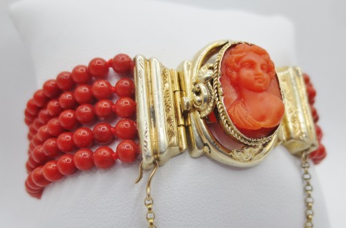 Bijouterie, Joaillerie Bracelet - Bracelet en corail et vermeil, XIXe siècle