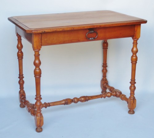 Antiquités - Table à écrire en bois fruitier et en buis
