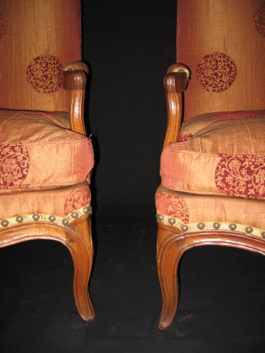 Pair of armchairs so-called &quot;fireside - coin de feu&quot; Louis XV period - Louis XV