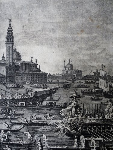 XVIIIe siècle - Le mariage avec la mer, gravure d'après Canaletto, XVIIIe siècle