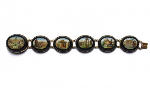 Bracelet, micro-mosaïque et onyx noir, monté or