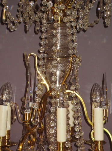 Luminaires Lustre - Lustre à 15 lumières en bronze doré et cristaux