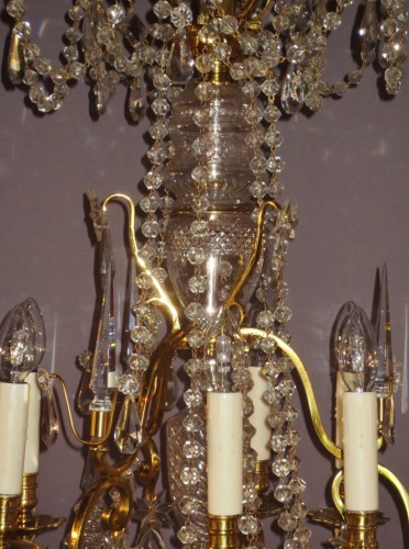 Luminaires Lustre - Lustre à 15 lumières en bronze doré et cristaux