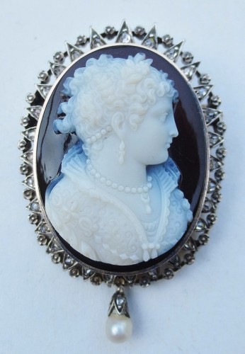 Broche camée en Agate, époque Restauration - Bijouterie, Joaillerie Style Restauration - Charles X