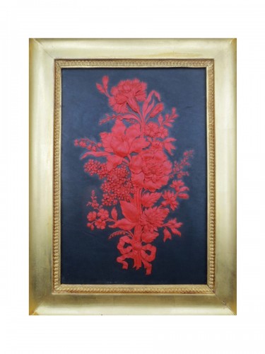 Bouquet sculpté, cire sur ardoise, XVIIIe siècle