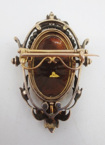 Bijouterie, Joaillerie Broche - Broche Napoléon III en or, argent et émail
