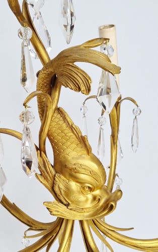 Bronze chandelier with dolphin, 20th century - Lighting Style 50