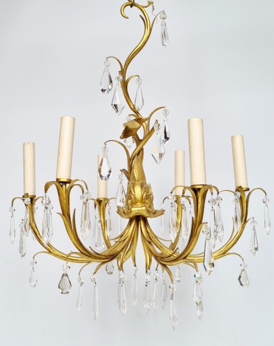 Bronze chandelier with dolphin, 20th century - 