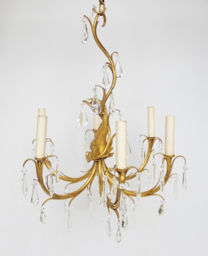 20th century - Bronze chandelier with dolphin, 20th century